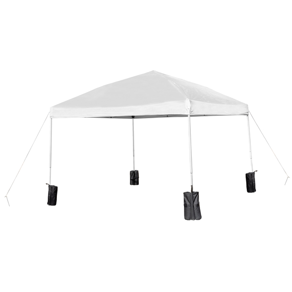 Flash Furniture White Canopy Tent, Folding Table and 4 Chair Set JJ-GZ10PKG183Z-4LEL3-WHWH-GG